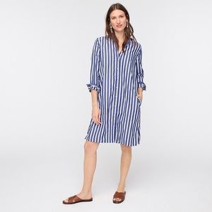 ⚡️NWT⚡️ J CREW | Button Up Shirt Dress in Navy Blue Stripe